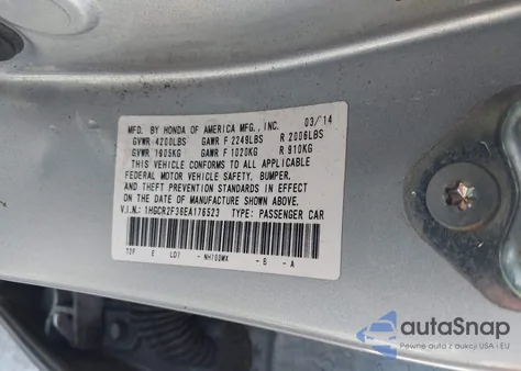 2014 Honda Accord Lx z USA, uszkodzony, nr VIN 1HGCR2F36EA176523